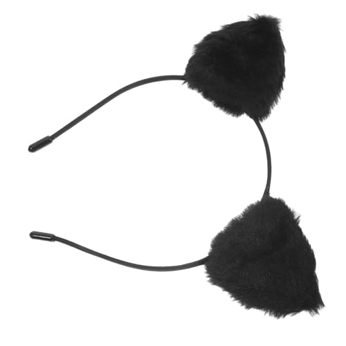 OFFSCH Stirnband Mit Katzenohren Stirnband Mit Lammohren Katzenohren Frauen Realistische Katzenohren Katzenkostüm Für Mädchen Pelzige Ohren Weiße Katzenohren Schwarze Katze Plüsch Black von OFFSCH