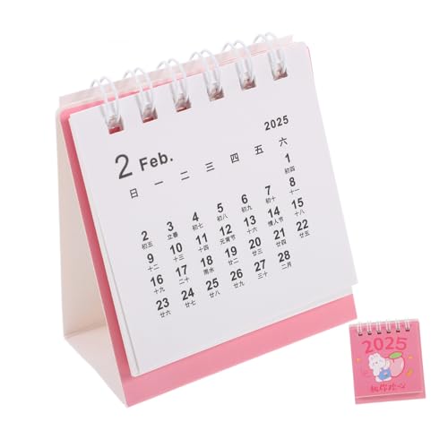 OFFSCH Tischkalender 2025 Taschenkalender Staffelei Kalender Mini-kalender Bürokalender Mini-standkalender Schreibtisch-flip-kalender Kleiner Tischkalender 2024-2025 Rosa Eisen von OFFSCH