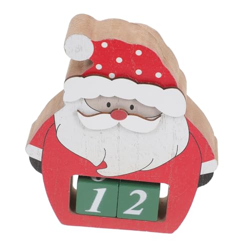 OFFSCH Weihnachtsmann-countdown-blöcke, Quadratischer Zahlenblock Aus Holz, Countdown-kalender, Weihnachtsmann-desktop-ornament, Weihnachtsmann-countdown-kalender von OFFSCH