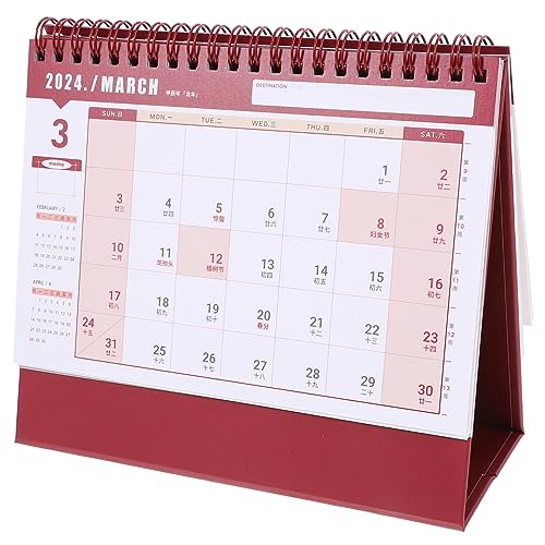 OFFSCH büroartikel bürobedarf monatskalender tischkalender basteln Kalenderschreibtisch dekorativer Tischkalender retro dekoration staffelei Kalender beachten Wohnaccessoire Papier rot von OFFSCH