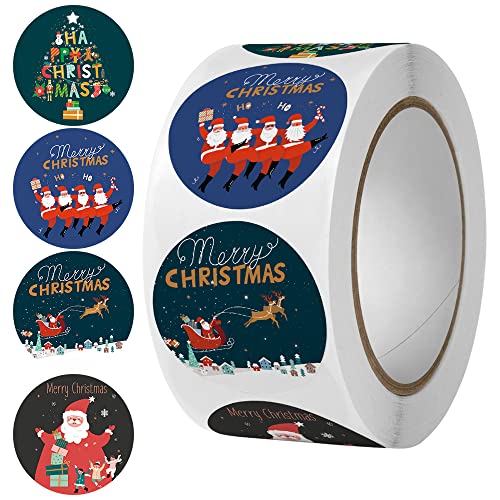 500 Stück Weihnachtssticker Sticker，Weihnachtsaufkleber Rund Geschenkaufkleber Frohe Weihnachten Etiketten Selbstklebend Rollen Stickers Merry Christmas Etiketten (Type B) von OFGAOO