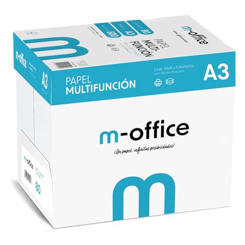 A3-Papier, 80 g, 5 Packung mit 500 Blatt, Multifunktionspapier für Inkjet- und Laserdrucker, A3-Blätter, 297 x 420 mm, ideal für Büro und Zuhause · m-office (2500 Blatt) von OFITURIA