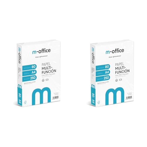 A4-Papier, 80 g, Packung mit 250 Blatt, Multifunktionspapier für Inkjet- und Laserdrucker, A4-Blätter, 210 x 297 mm, ideal für Büro und Zuhause · m-office (250 Blatt) (Packung mit 2) von OFITURIA