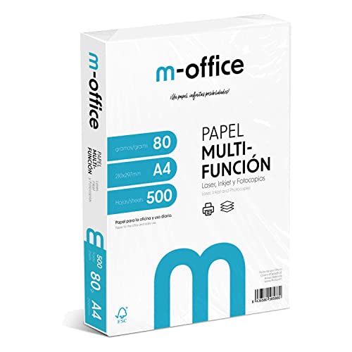 A4-Papier, 80 g, Packung mit 500 Blatt, Multifunktionspapier für Inkjet- und Laserdrucker, A4-Blätter, 210 x 297 mm, ideal für Büro und Zuhause · m-office (500 Blatt) von OFITURIA