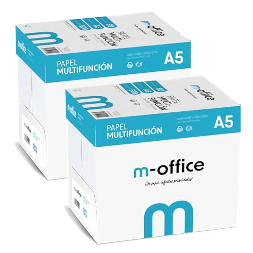 A5-Papier, 80 g, 8 Packung mit 500 Blatt, Multifunktionspapier für Inkjet- und Laserdrucker, A5-Blätter, 148 x 210 mm, ideal für Büro und Zuhause · m-office (5000 Blatt) von OFITURIA