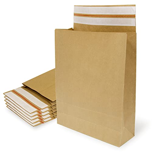 Ofituria Briefumschläge aus Kraftpapier, mit doppeltem Silikonstreifen, 9 Falten, für Versand und Verpackung, Papiertüten zum Versenden von Kleidung, Accessoires, Dekoration oder Geschenke, 350 x 450 x 120 + 100 mm von OFITURIA