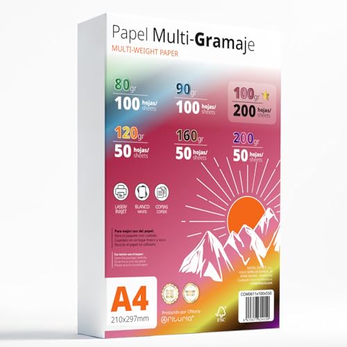 Hochwertiges Druckerpapier A4 - Multi-Grammaturen für Drucker, Schreiben, Zeichnen und Basteln - Weiße DINA4-Papierblätter für Zuhause, Schule und Büro - Ofituria (100g+ Paket) von OFITURIA