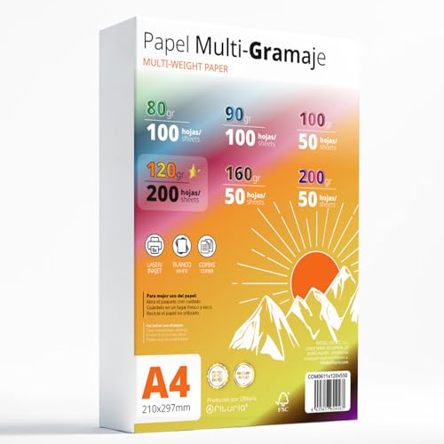 Hochwertiges Druckerpapier A4 - Multi-Grammaturen für Drucker, Schreiben, Zeichnen und Basteln - Weiße DINA4-Papierblätter für Zuhause, Schule und Büro - Ofituria (120g+ Paket) von OFITURIA