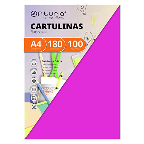 OFITURIA FAB-15503 Pack 100 Cartulinas Color Rosa Fluor Tamaño A4 180g von OFITURIA