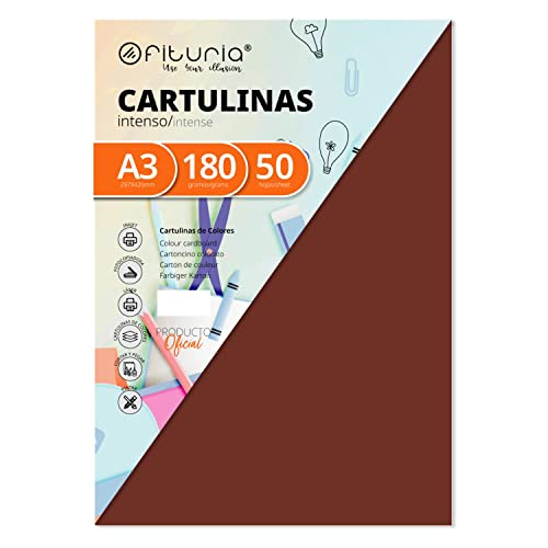 OFITURIA FAB-16573 Pack 50 Cartulinas Color Marron Tamaño A3 180g von OFITURIA