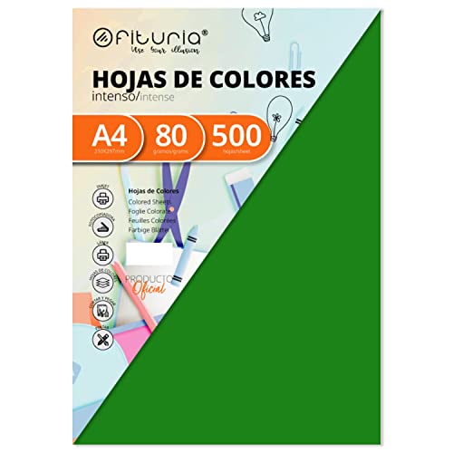 OFITURIA FAB-16972 Pack 500 Hojas Color Verde Oscuro Tamaño A4 80g von OFITURIA