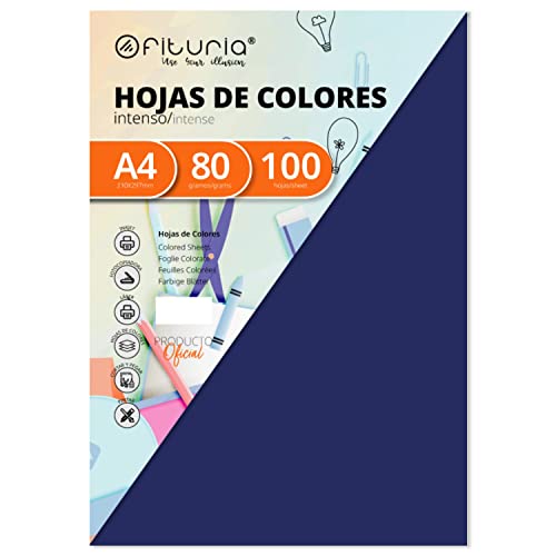 OFITURIA FAB-17110 Pack 100 Hojas Color Azul Oscuro Tamaño A4 80g von OFITURIA