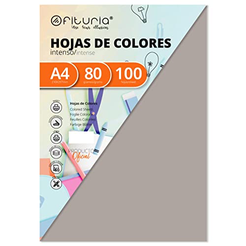 OFITURIA FAB-17749 Pack 100 Hojas Color Gris Tamaño A4 80g von OFITURIA