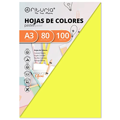 OFITURIA FAB-17904 Pack 100 Hojas Color Amarillo Tamaño A3 80g von OFITURIA