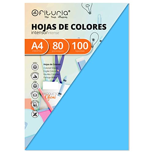 OFITURIA Pack 100 Hojas Color Azul Tamaño A4 80g von OFITURIA