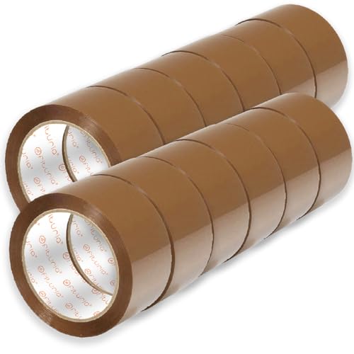 OFITURIA Paketklebeband, Braunes Klebeband, Packband für Umzugskartons und Sendungen, Verpackungsklebeband, Sicheres und Widerstandsfähiges Paketband (38mmx120m, 12 Rollen) von OFITURIA