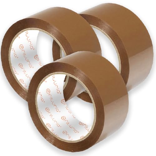 OFITURIA Paketklebeband, Braunes Klebeband, Packband für Umzugskartons und Sendungen, Verpackungsklebeband, Sicheres und Widerstandsfähiges Paketband (38mmx120m, 3 Rollen) von OFITURIA