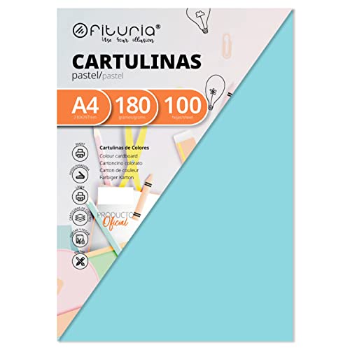 Pack 100 Cartulinas Color Azul ClaroTamaño A4 180g von OFITURIA