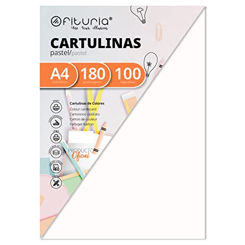 Pack 100 Cartulinas Color Blanco Tamaño A4 180g von OFITURIA