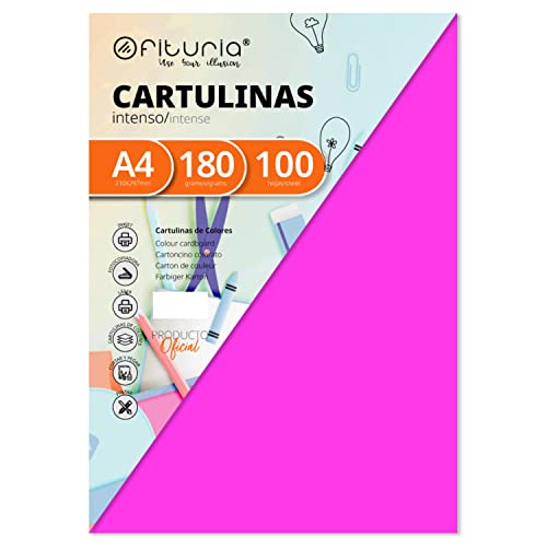 Pack 100 Cartulinas Color Fucsia Tamaño A4 180g von OFITURIA