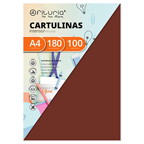 Pack 100 Cartulinas Color Marron Tamaño A4 180g von OFITURIA