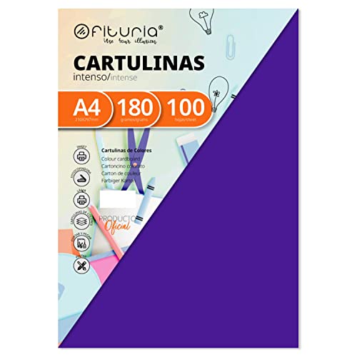 Pack 100 Cartulinas Color Morado Tamaño A4 180g von OFITURIA