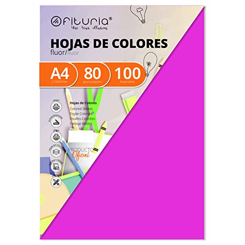 Pack 100 Blätter Farbe Rosa Fluor Größe A4 80g von OFITURIA