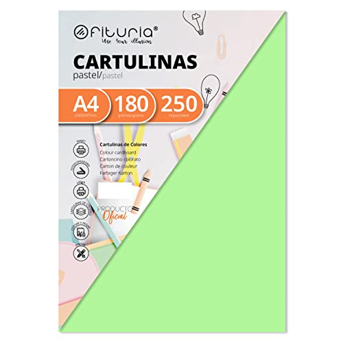 Pack 250 Cartulinas Color Verde Claro Tamaño A4 180g von OFITURIA