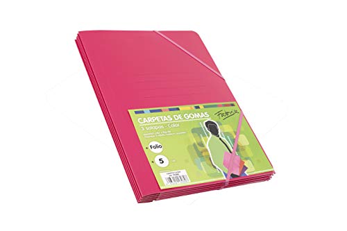 Pack 5 Carpetas Tamaño Folio con Solapa y Gomas Elasticas Color Fucsia von OFITURIA