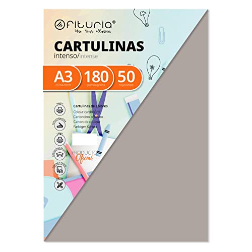 Pack 50 Cartulinas Color Gris Tamaño A3 180g von OFITURIA