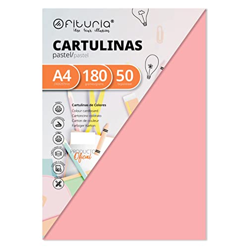 Pack 50 Cartulinas Color Salmon Tamaño A4 180g von OFITURIA