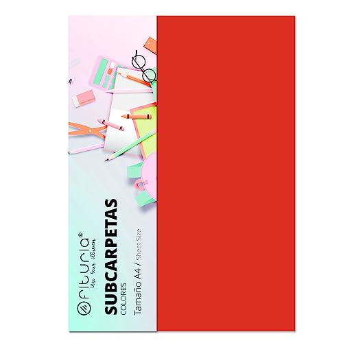 Pack de 50 Subcarpetas Resistentes Tamaño A4 Color Rojo 180g von OFITURIA