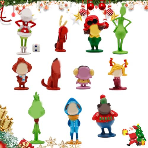 Cake Topper Party Supplies, Weihnachten Dekoration, 12 Stück Grüne Deko Weihnachtsbaum Dekorationen für Zuhause Party, Weihnachtsdekorationen Figurinen Cartoon Kuchen Kreative Dekoration von OFKAFEZV