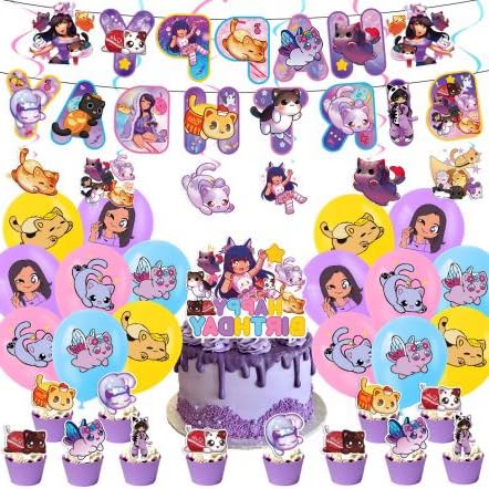 Katze Geburtstag Party Cat Luftballons Geburtstag Memows Happy Birthday Banner 40pcs Kinder Cupcake Tops Kindergeburtstag Deko von OFKAFEZV