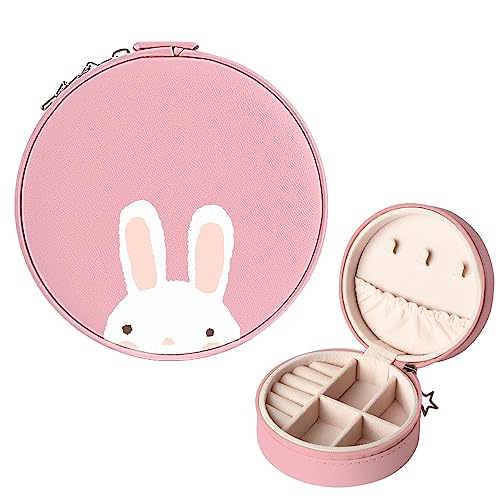 OFQKOAKS Schmuckschatulle mit niedlichem Kawaii-Kaninchen-Muster, Organizer für Mädchen und Frauen, blankes Pulver und Kawaii-Hase) von OFQKOAKS