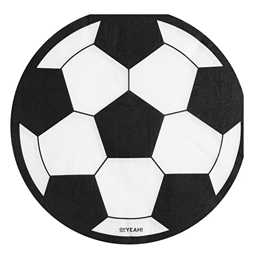 20 Stück - doppellagige Servietten in Fußballform 33 x 33 cm mit Fußball-Thematik - Dekoration für Fußball-Party, Tischdekoration, Fußballdekoration (Serviette Ball) von OH YEAH