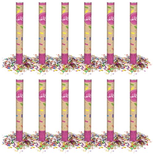 OH YEAH - 12 Stück - mehrfarbige Konfettikanone 60 cm - Mehrfarbiges Folien-Konfetti - Hochzeit - Party - Events - Partykanone 60 cm - einfache Verwendung von OH YEAH