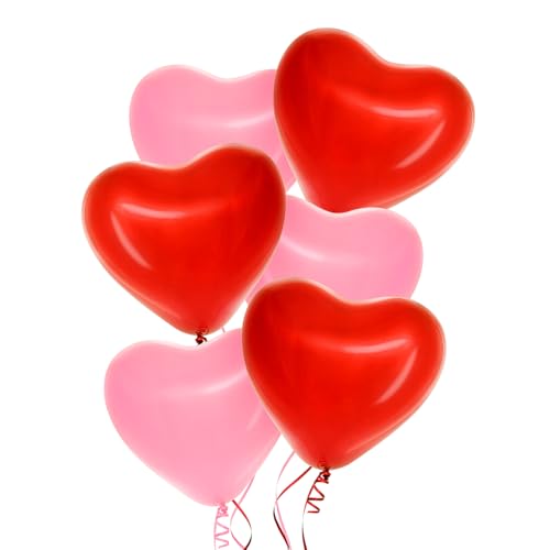 OH YEAH 6 Latex-Luftballons, Herz-Luftballons, Rosa und Rot, zum Valentinstag, 28 cm, einfache Montage von OH YEAH