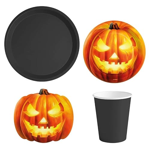 OH YEAH - Set für 6 Personen - Halloween-Dekoration Kürbis Tisch - Packung mit 48 Stück - Halloween Thema Kürbis für Kinder und Erwachsene - Partyzubehör für Halloween - einfache Montage von OH YEAH