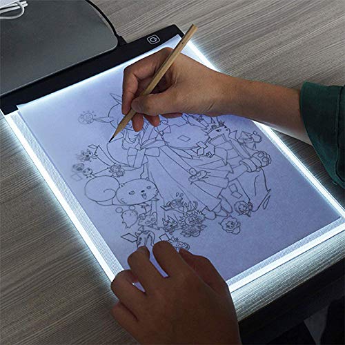 OHMG LED Leuchttisch A3 für 5D Diamond Painting Zubehör Einstellbare Helligkeit und Speicher-Touch-Taste Diamant Painting Lichtplatten 5mm Ultradünne Zeichenbrett Led Licht Pad A3 mit USB-Kabel von OHMG