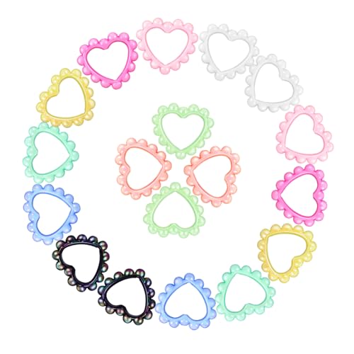 18 Stk Kreis der Liebe Herzperlenrahmen Herzanhänger DIY Schlüsselanhänger Rahmen Fokusrahmen Perlen zur Stiftherstellung Ring hohle Herzform DIY liefert hängende Ornamente Acryl OHPHCALL von OHPHCALL