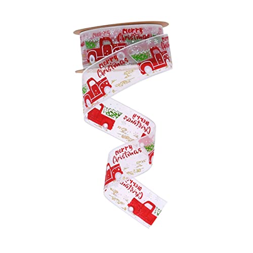 OHPHCALL 1 Rolle Weihnachtsband ribbon bandfeile christmas decorations weihnachtdeko weihnachtsverpackungsband Band für Weihnachtsbaum Feiertagsband Geschenkverpackungsbänder Polyester Weiß von OHPHCALL