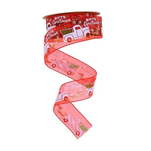 OHPHCALL 1 Rolle Weihnachtsband ribbon bandfeile wihnachtsdeko xmas tree decorations pailettenband Netzband Kranzband selber machen Geschenkband selber machen Verpackungsband Polyester rot von OHPHCALL