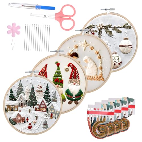 OHPHCALL 1 Satz Weihnachtsset-Stickerei Bastelset für Weihnachtsschmuck Stickset Weihnachten Stickerei Muster Weihnachtsgeschenk Bastelset Weihnachts-Sticksets für Erwachsene Stickerei-Kits von OHPHCALL