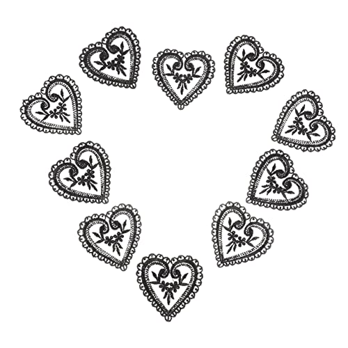 OHPHCALL 10St Kleidung Stoffverzierungen und Verzierungen Spitze bestickter Aufnäher Kleid mit Strass schlankes Brillenetui apfelding heartstopped Craft-Patch Patch aufnähen Organza Black von OHPHCALL