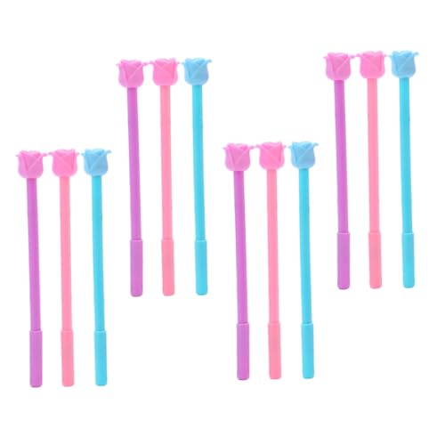 OHPHCALL 12 Stk Gel Stift Blumen Roller Stifte Cartoon-Stifte Blumen-Kugelschreiber Cartoon-Schreibstifte schreibwaren gel schreibstifte Schreibzeug Schüler schreiben Stift Gelstift Plastik von OHPHCALL