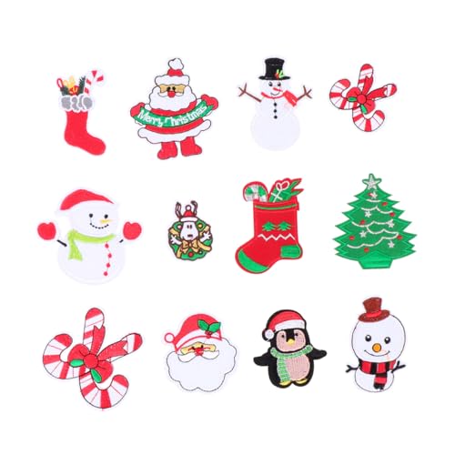 OHPHCALL 12 Stück Aufnäher Zum Aufbügeln Mit Weihnachtsmotiven Cartoon Designs Für Bekleidungszubehör Ideal Für Kreative Bastelprojekte Und Personalisierte von OHPHCALL