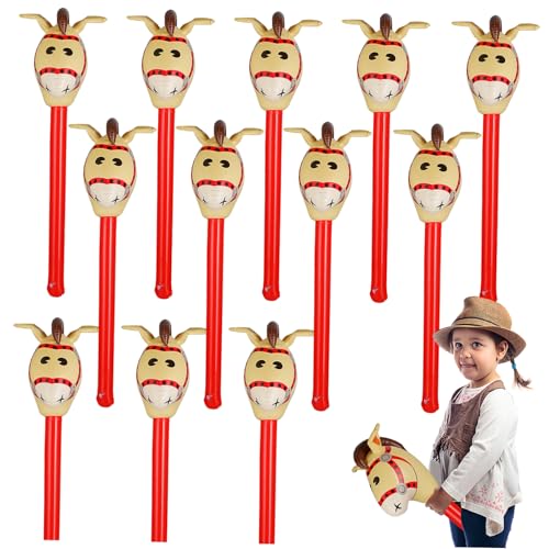 OHPHCALL 12-Teiliges Partyzubehör Tier-Stick Jubelzubehör Sport-Come-On-Stick Kinderspielzeug Sport-Jubel-Gefälligkeiten Pferdekopf-Stick-Requisite Ballon-Cartoon-Mini von OHPHCALL