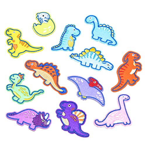 OHPHCALL 12St Dinosaurier gestickter Aufnäher Dinosaurier- bestickte Aufnäher mit Dinosauriern kinderkleidung kinderkostüme Kleidung gestickter Aufnäher Dinosaurier-Stickpatches von OHPHCALL