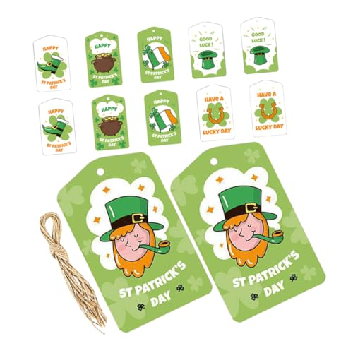 OHPHCALL 12St Namensschilder Zum Patrick'S Day Grüne Schilder Mit Schnur Für St Patrick'S Day Patrick'S Day Party Begünstigt Shamrock Tags Etiketten Für Die Geschenkverpackung von OHPHCALL